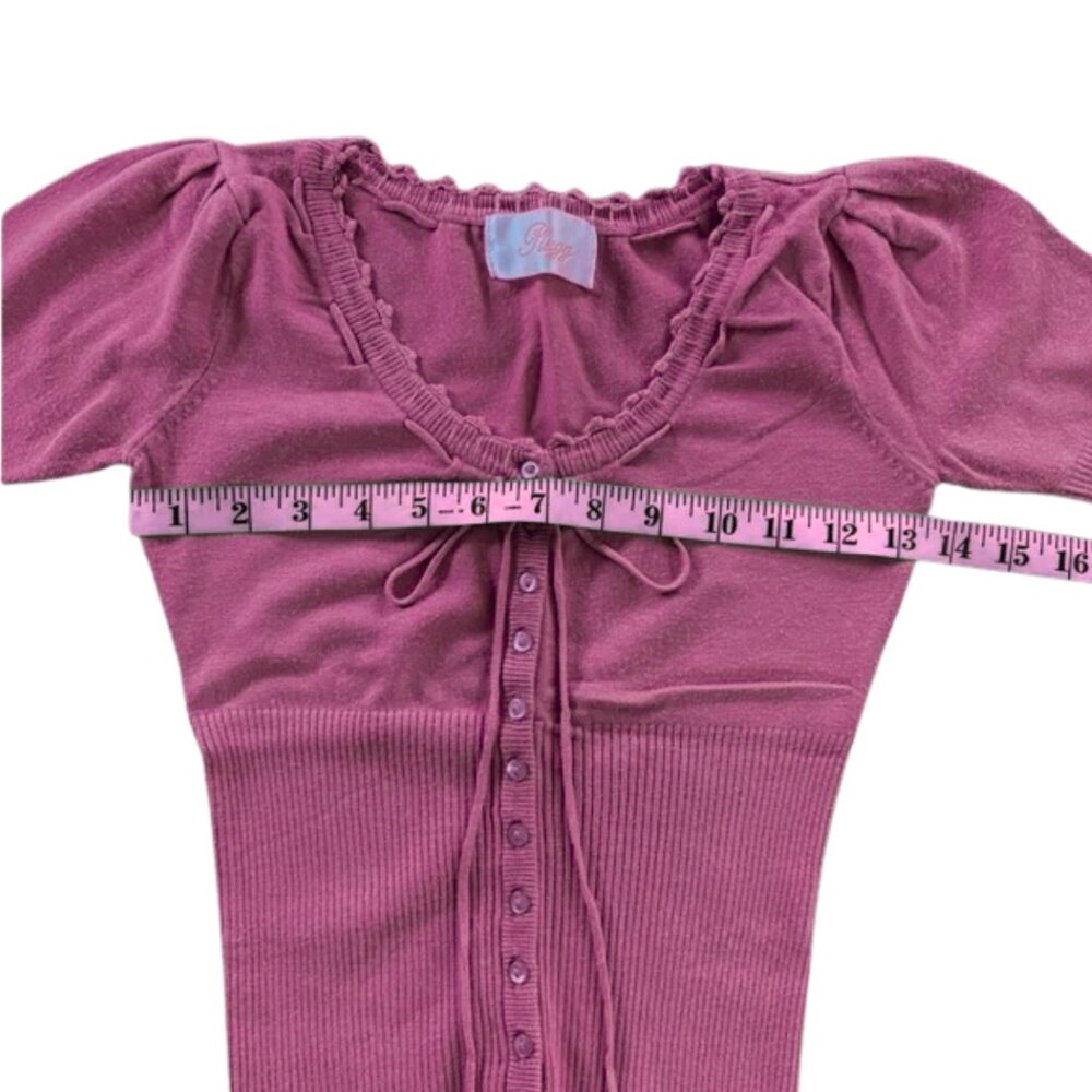 Plugg Vintage Y2K Ribbed Lace-up Sweater Pink/Purple Size Small - Picture 6 of 7